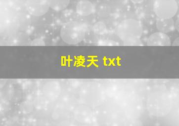 叶凌天 txt